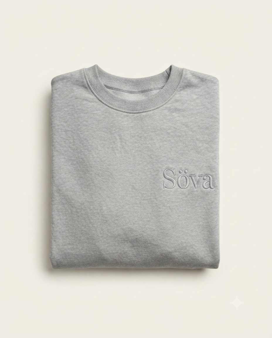 Fika Crewneck Sweatshirt — Dimma (Mist Grey) colorway, studio