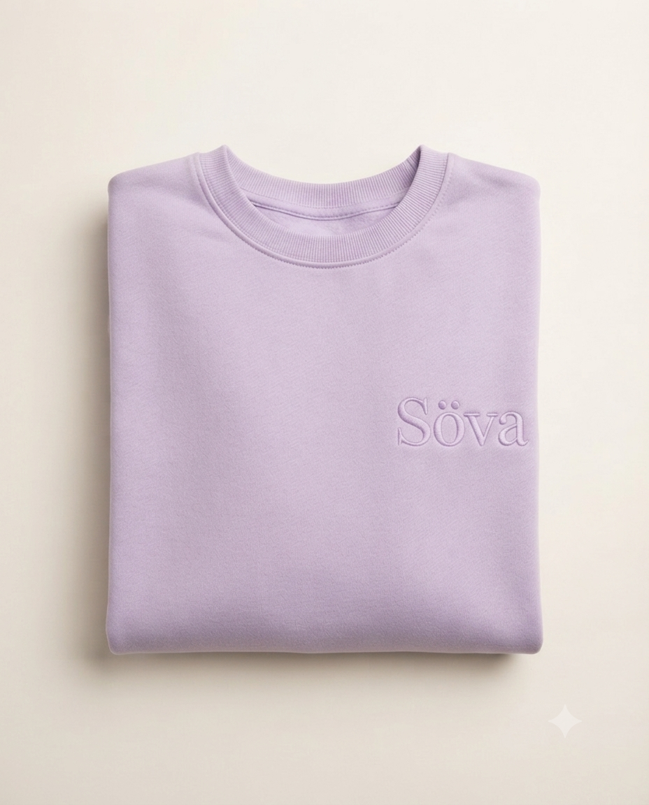 Fika Crewneck Sweatshirt — Lavendel (Lavender) colorway, studio