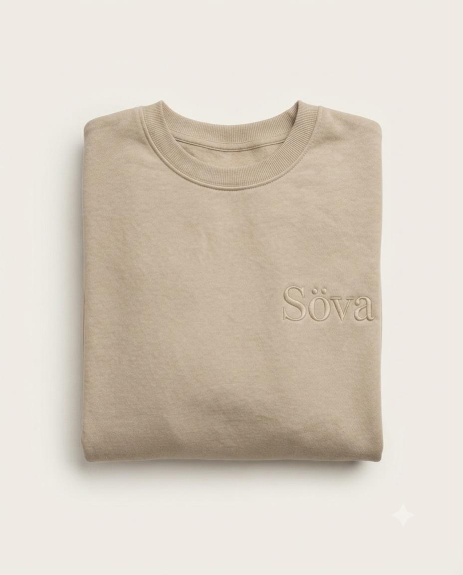 Fika Crewneck Sweatshirt — Havre (Oat) colorway, studio