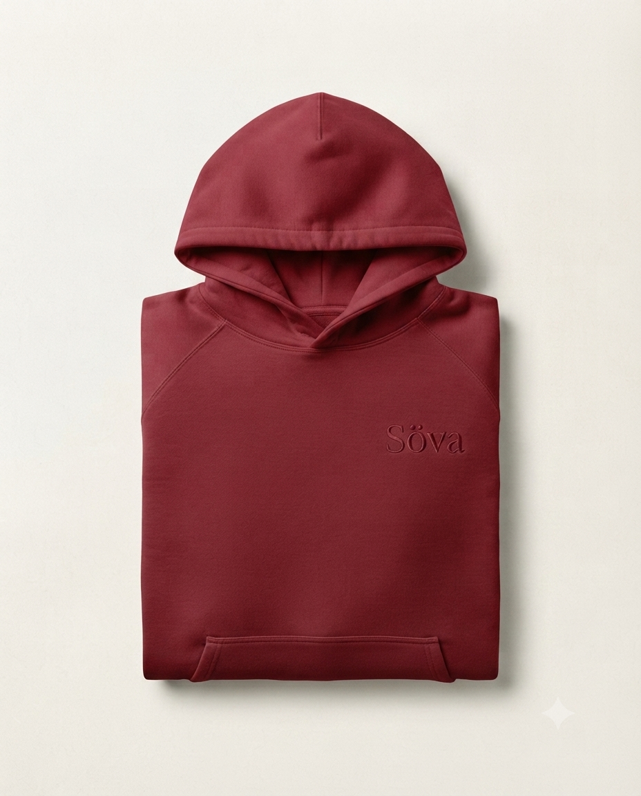 Lagom Everyday Hoodie — Lingon (Berry) colorway, studio