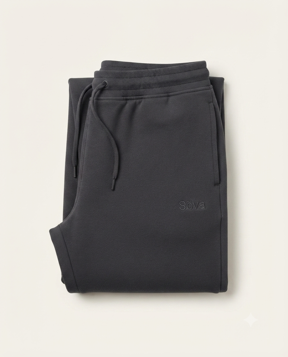 Lugn Wide-Leg Sweatpants — Kol (Charcoal) colorway, studio