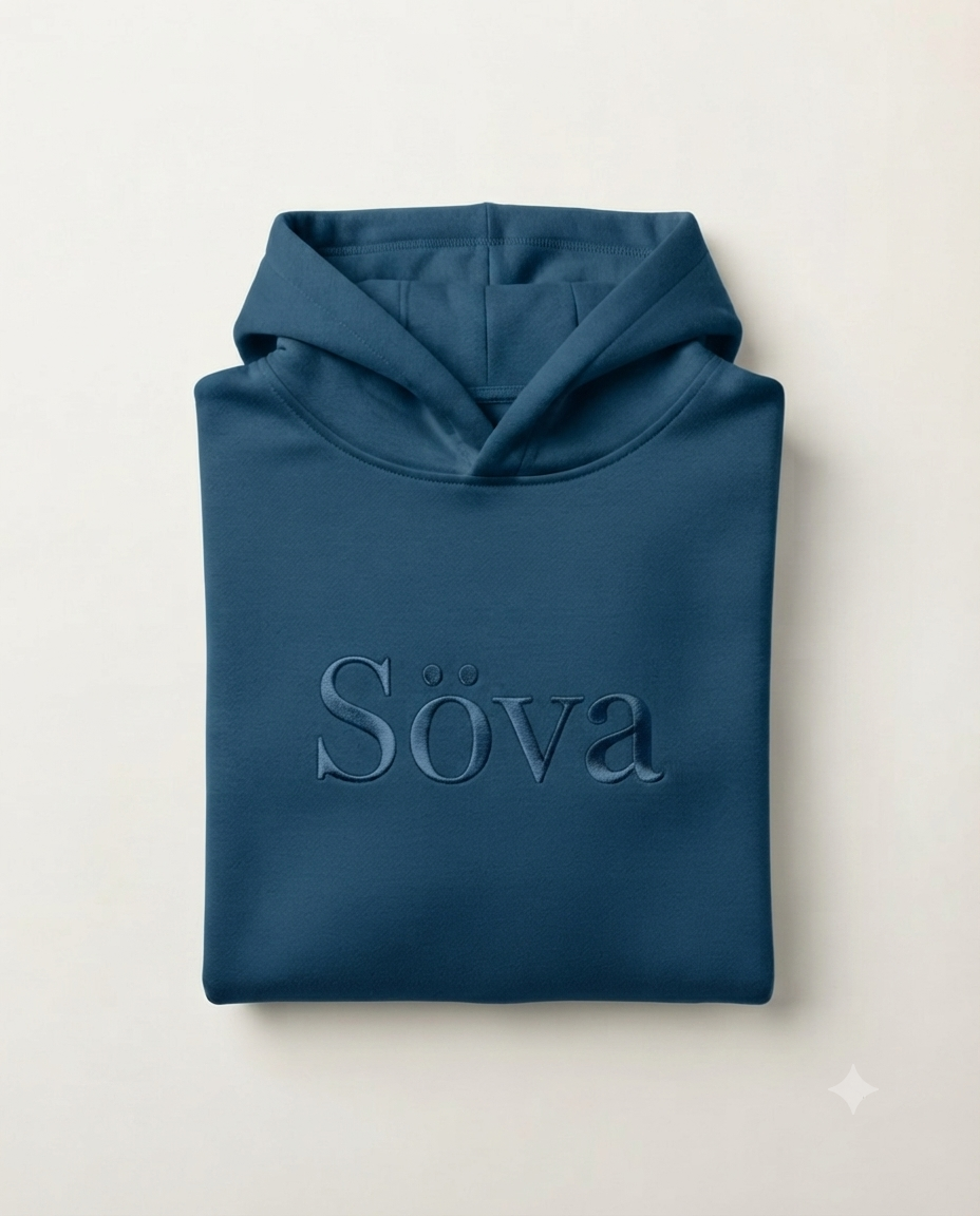 Mys Signature Hoodie — Fjord Blue colorway, studio
