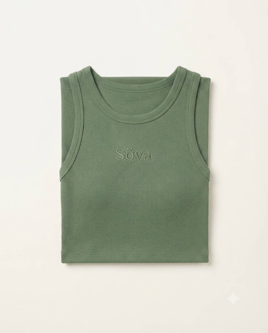 Bris Ribbed Tank — Mossa colorway, studio