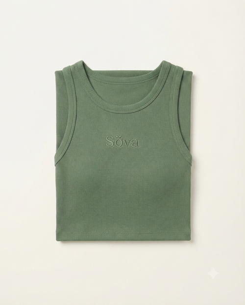 Bris Ribbed Tank — Mossa colorway, studio