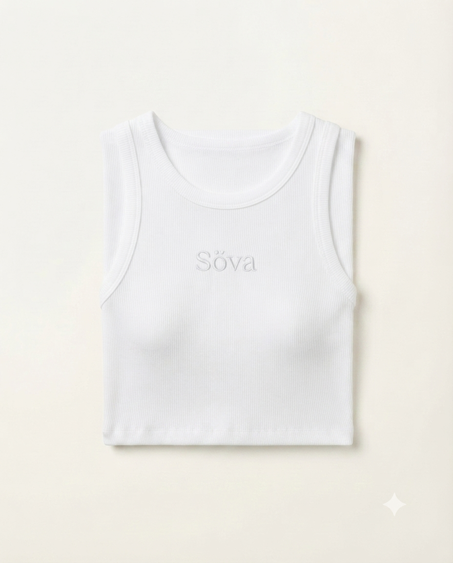 Bris Ribbed Tank — Snö colorway, studio