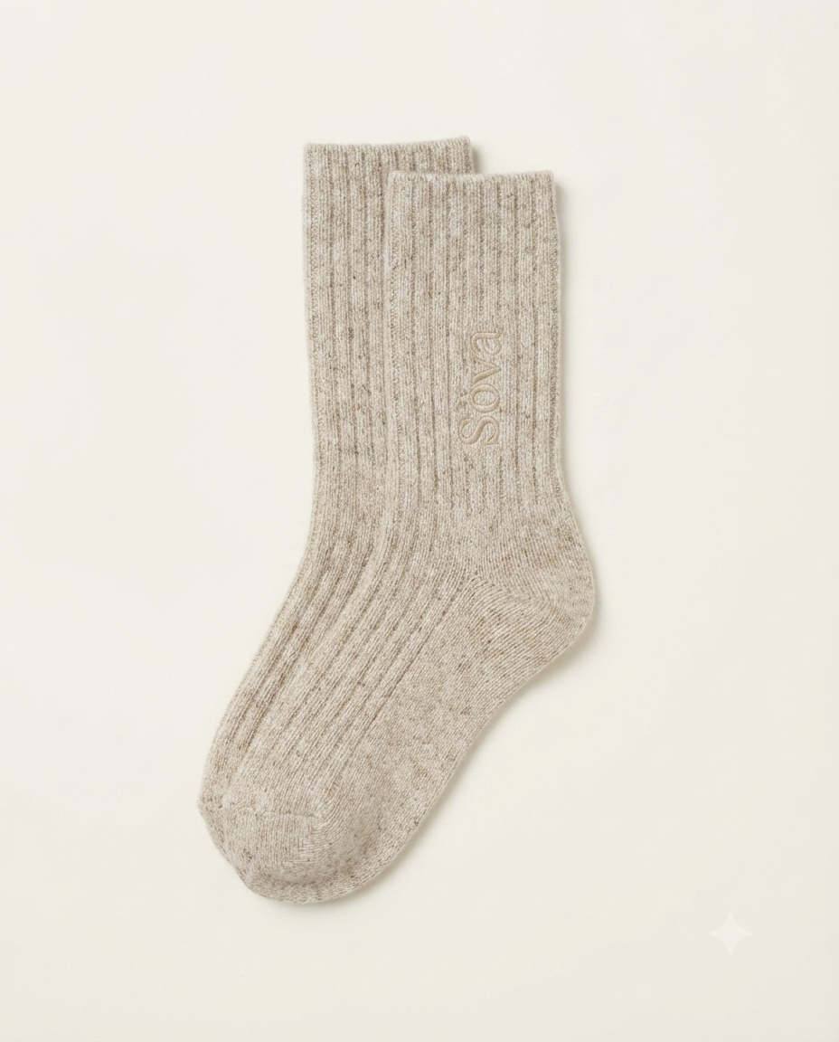 Fot Cozy Socks — Neutral Mix colorway, studio