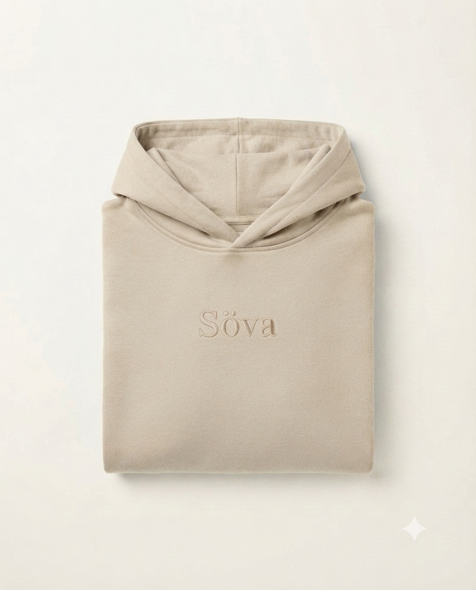 Frost Lightweight Hoodie — Havre (Oat) colorway, studio