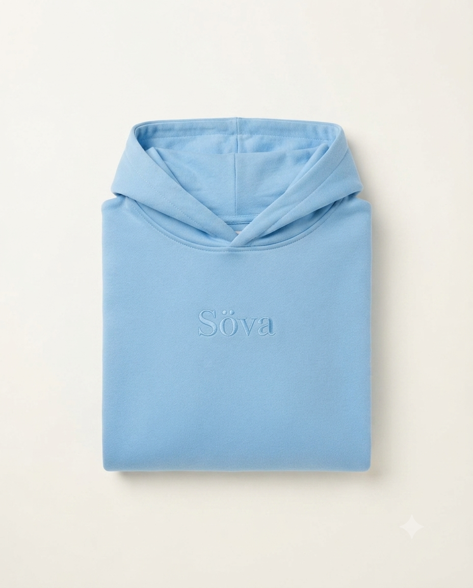 Frost Lightweight Hoodie — Himmel (Sky Blue) colorway, studio