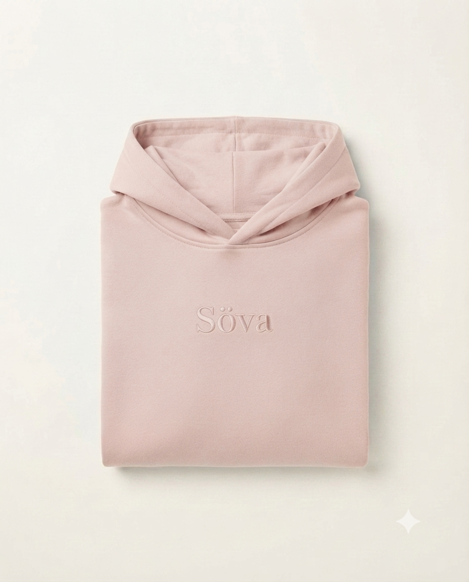 Frost Lightweight Hoodie — Rosa (Blush) colorway, studio