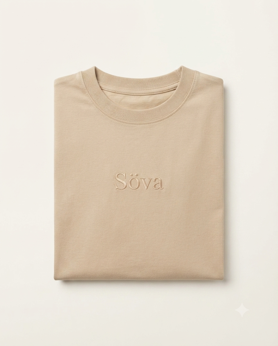 Sol Everyday Tee — Sand colorway, studio
